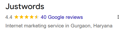 Justwords Google reviews image