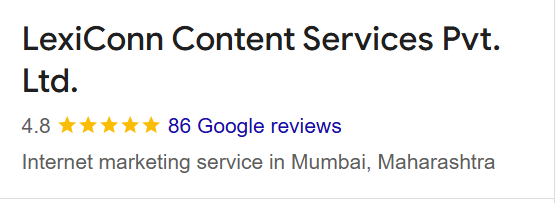 Lexiconn content writing services Google reviews image