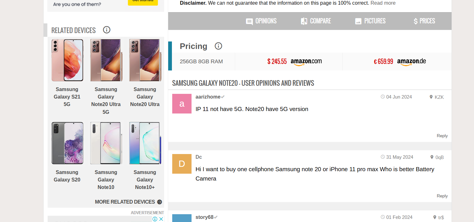 Screenshot of Contextual linking on Samsung Mobile keyword